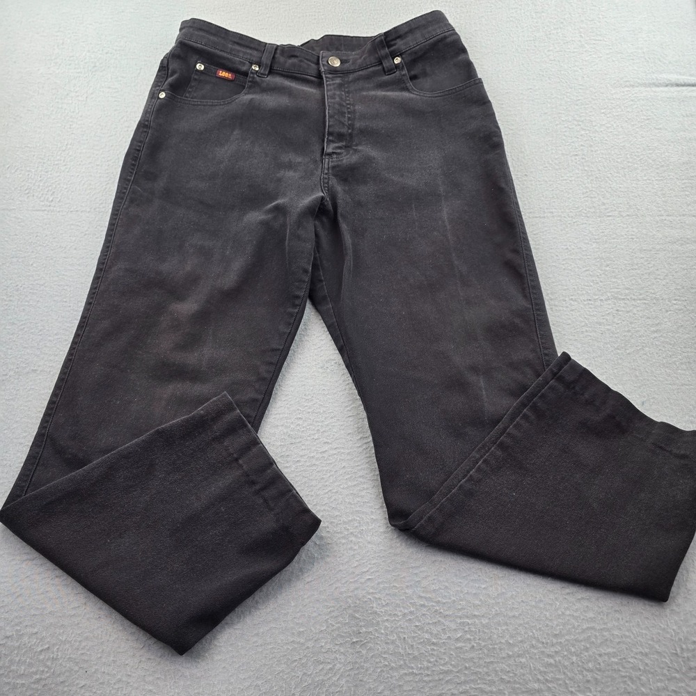 Lee Jeans Womens 16M Black Denim Cotton Stretch High Rise Bootcut Leg Dark Wash